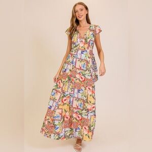 177 - Tropic Fruit Wrap Maxi Dress
